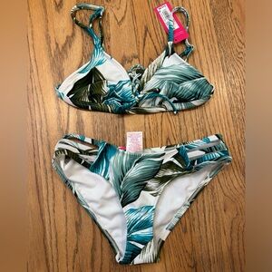 target blue and green tropical print bikini